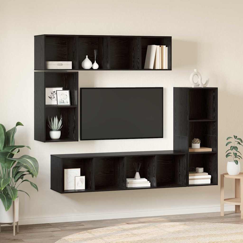 TV-Schrank-Set 4 pcs Schwarze Eiche 37 x 37 x 142,5 cm