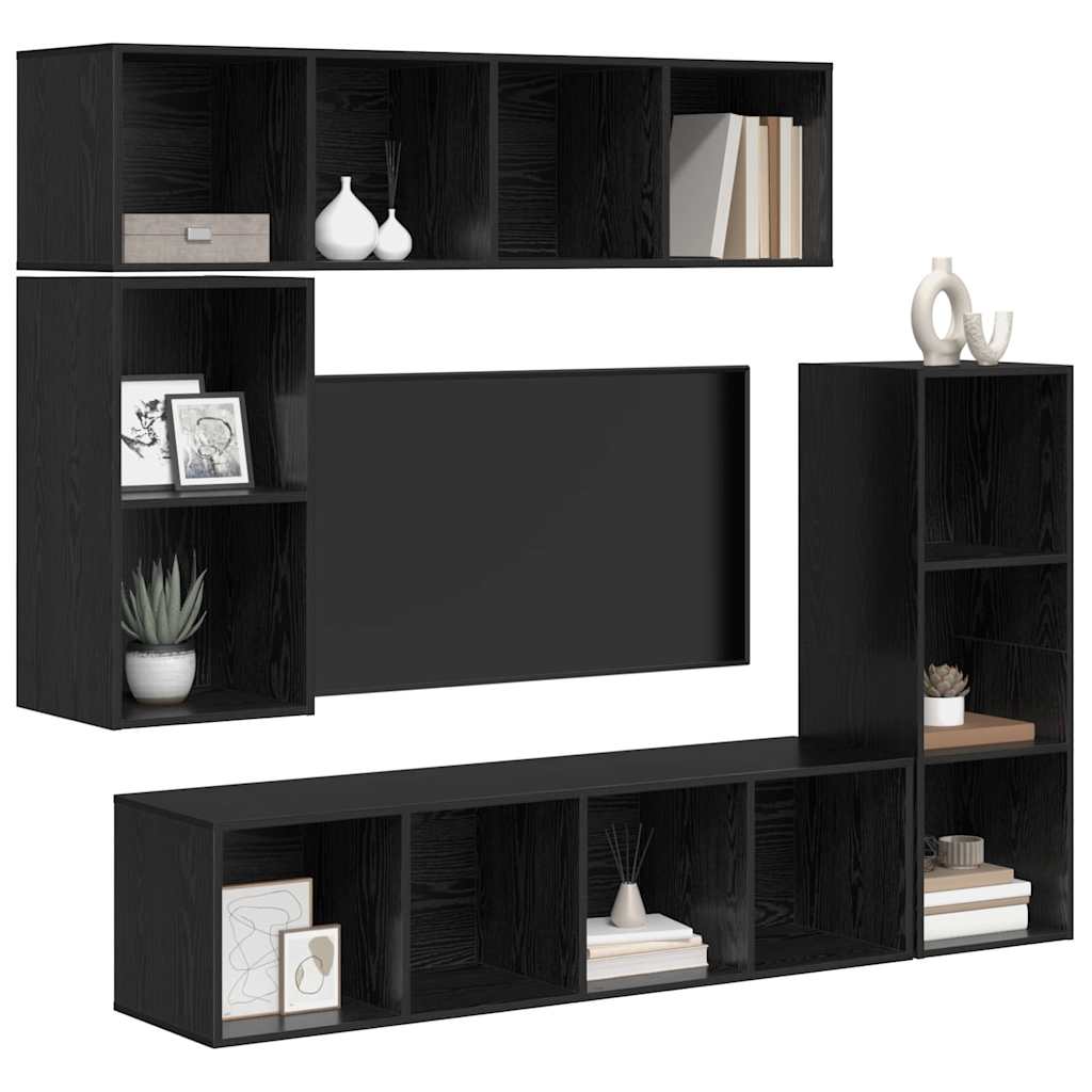 TV-Schrank-Set 4 pcs Schwarze Eiche 37 x 37 x 142,5 cm