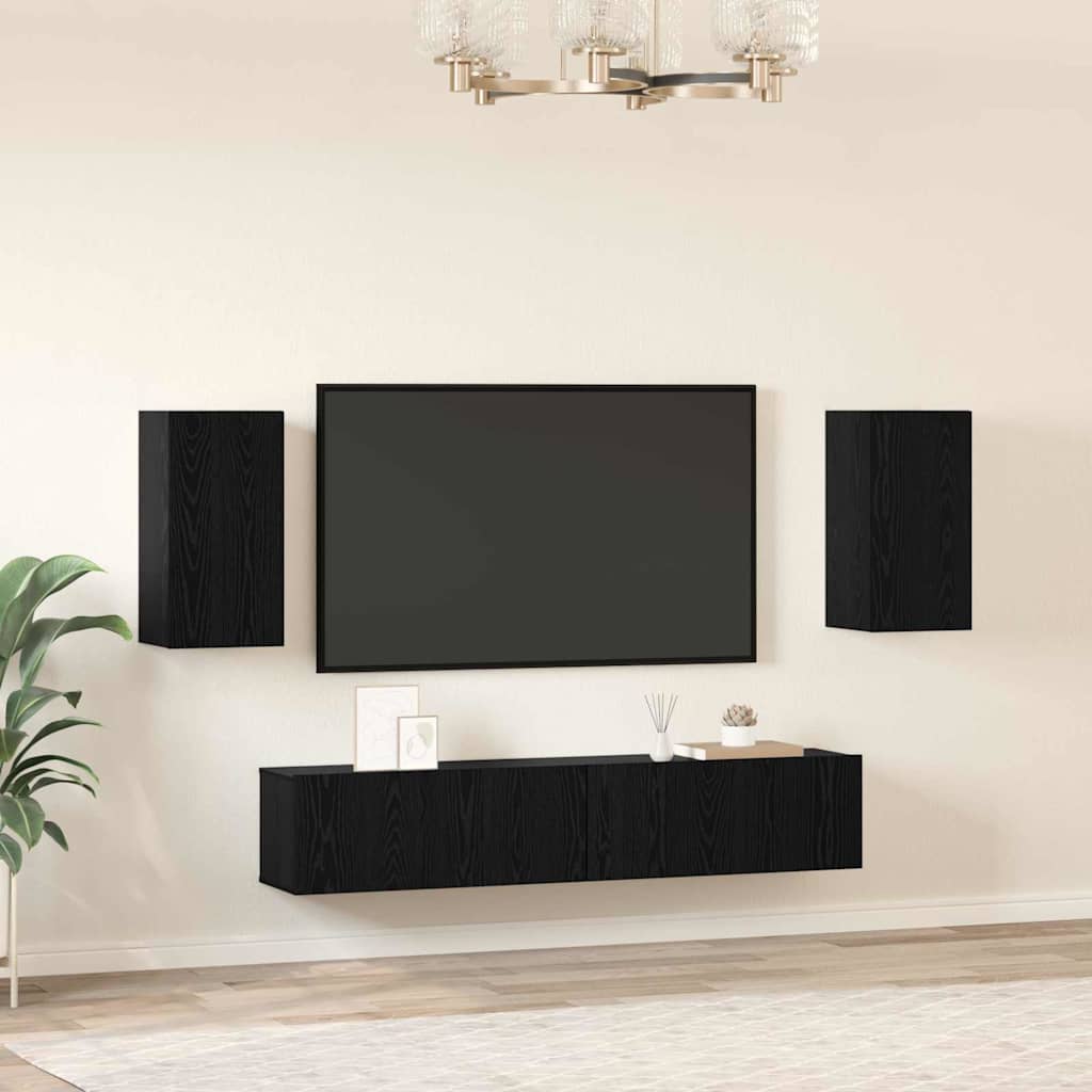 TV-Schrank-Set 4 pcs Schwarze Eiche 80 x 30 x 30 cm