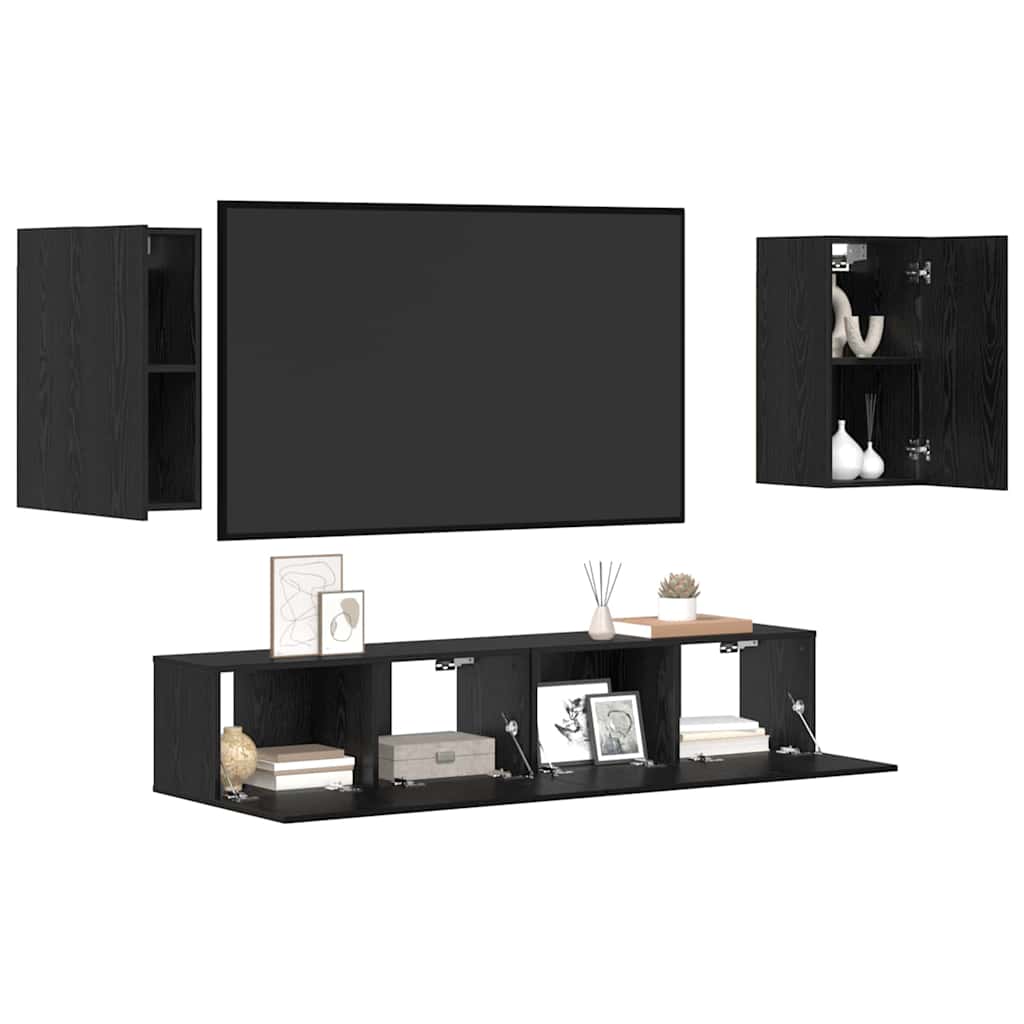 TV-Schrank-Set 4 pcs Schwarze Eiche 80 x 30 x 30 cm