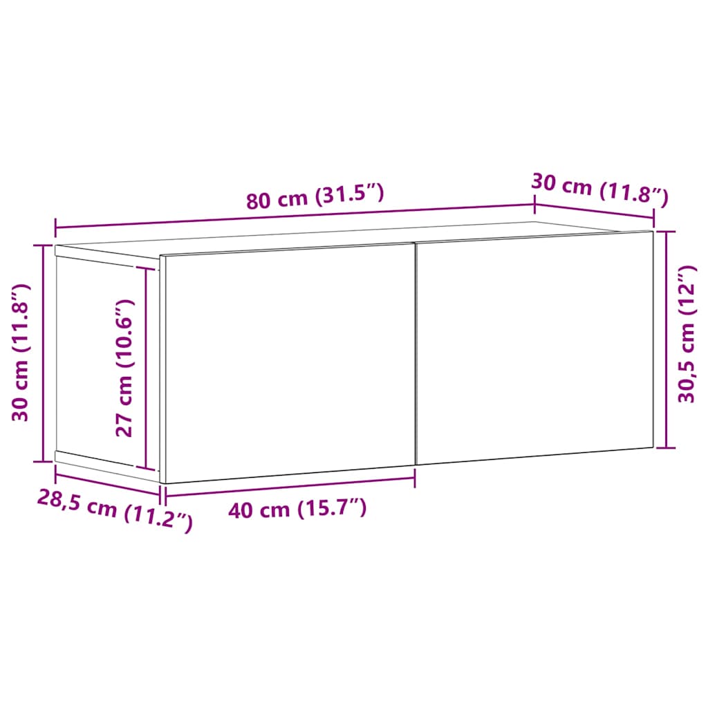 TV-Schrank-Set 4 pcs Schwarze Eiche 80 x 30 x 30 cm