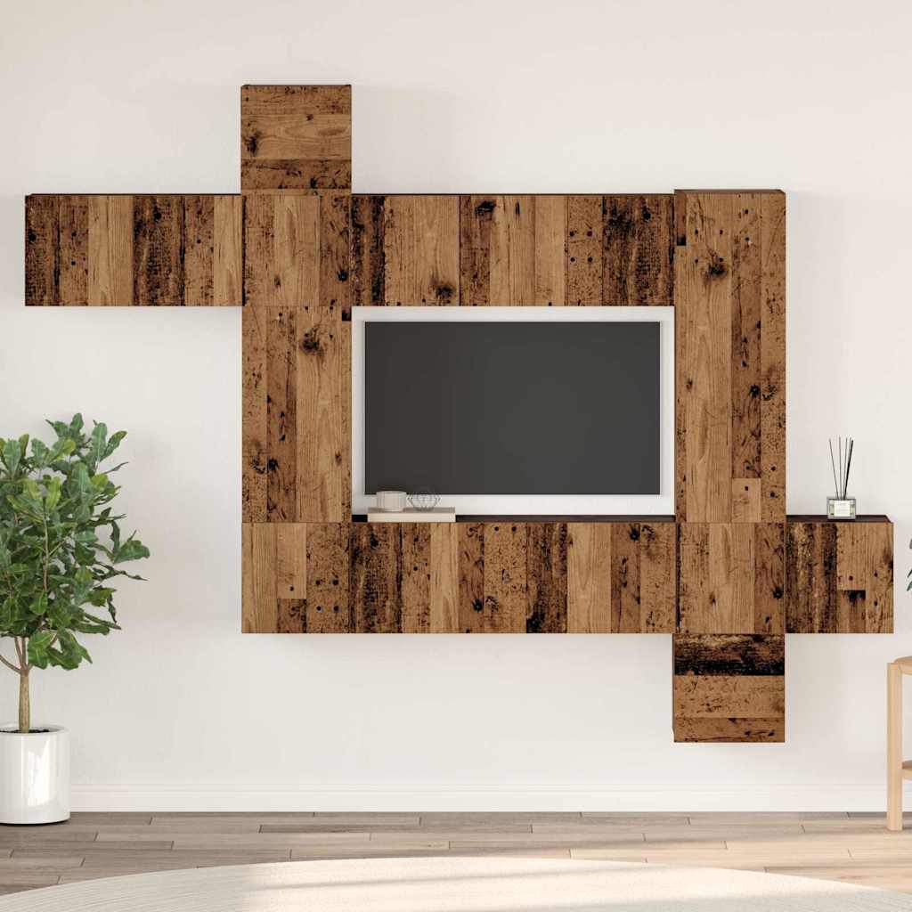 TV-Schrank-Set 10 pcs Altholz 30,5 x 30 x 90 cm Holzwerkstoff
