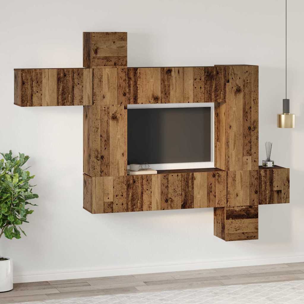 TV-Schrank-Set 10 pcs Altholz 30,5 x 30 x 90 cm Holzwerkstoff