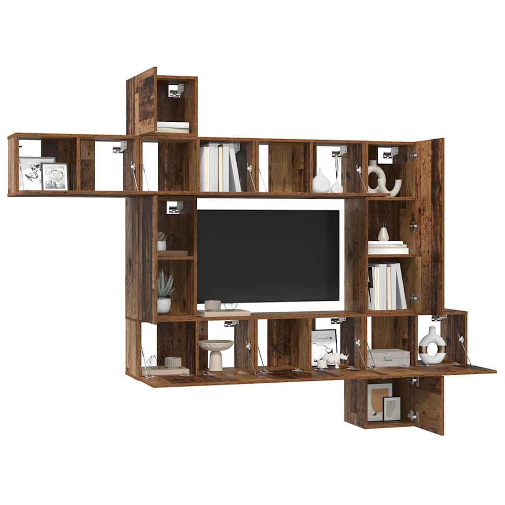 TV-Schrank-Set 10 pcs Altholz 30,5 x 30 x 90 cm Holzwerkstoff