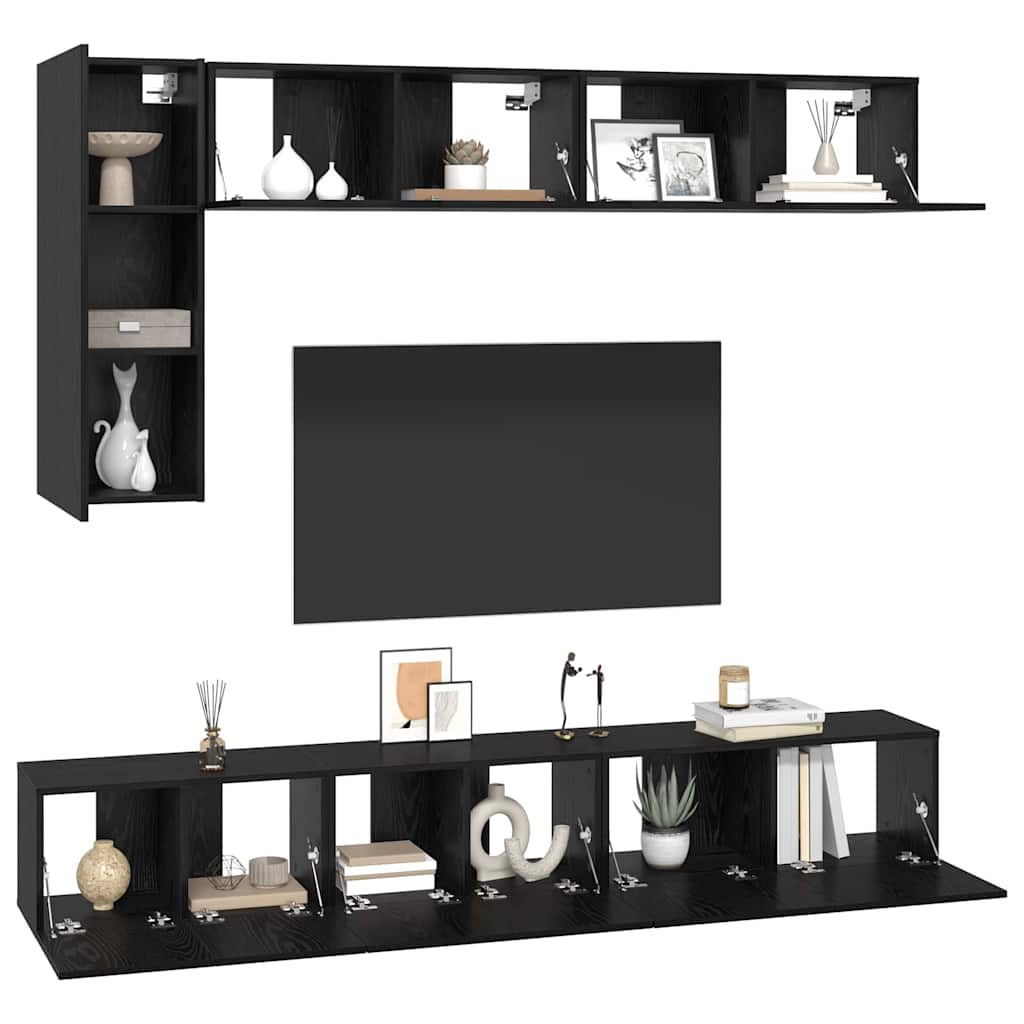 TV-Schrank-Set 6 pcs Schwarze Eiche 30,5 x 30 x 90 cm