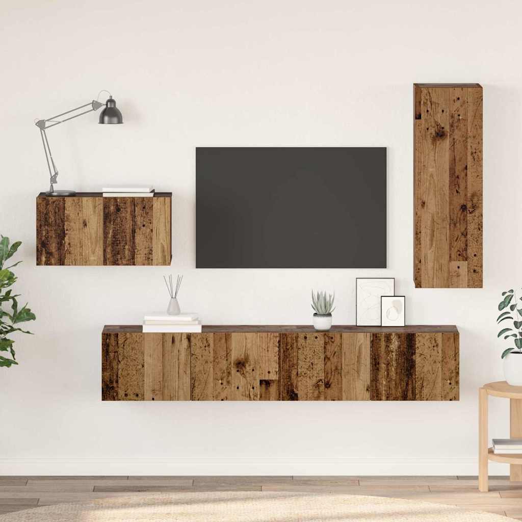 TV-Schrank-Set 4 pcs Altholz 30,5 x 30 x 90 cm Holzwerkstoff