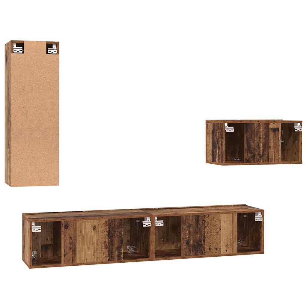 TV-Schrank-Set 4 pcs Altholz 30,5 x 30 x 90 cm Holzwerkstoff