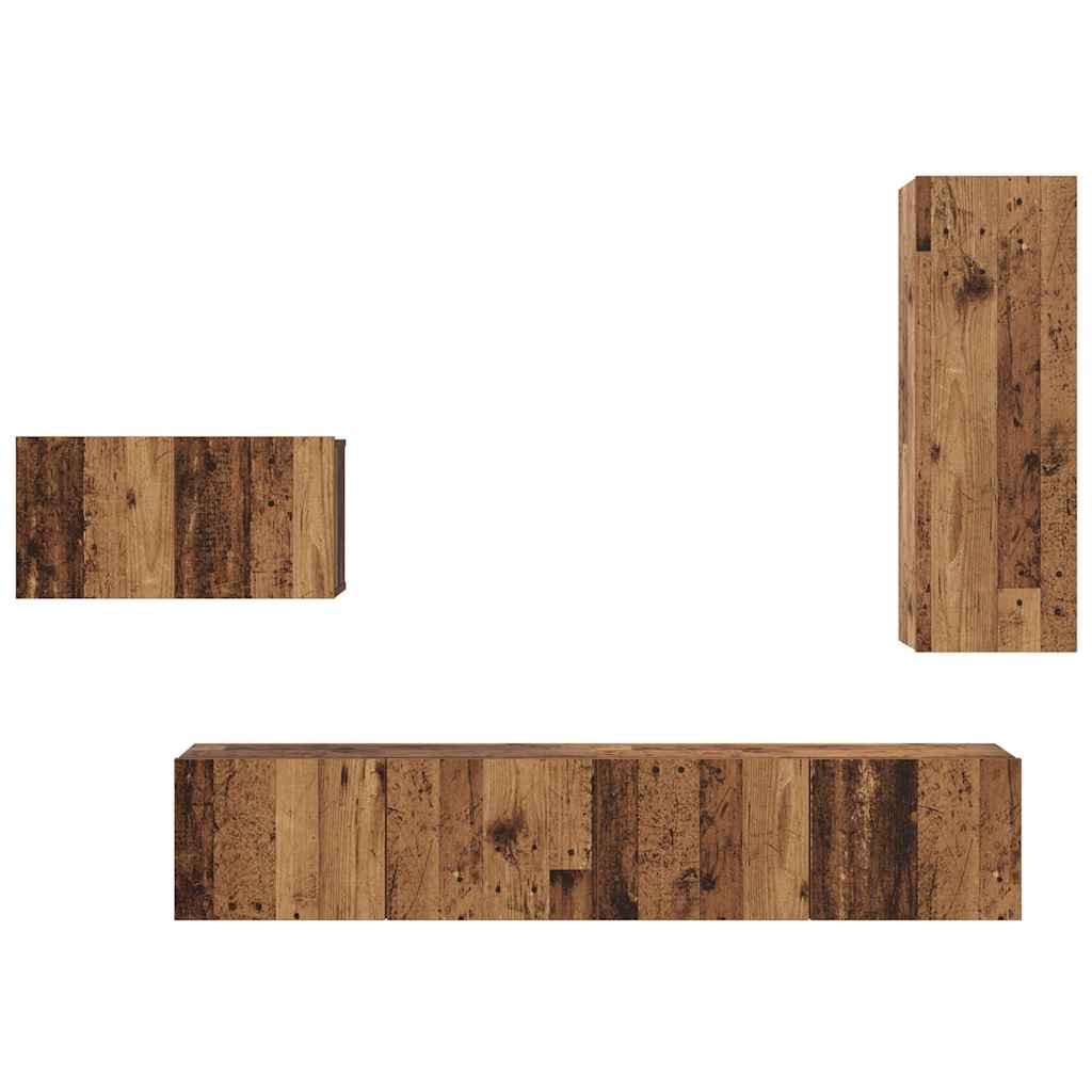 TV-Schrank-Set 4 pcs Altholz 30,5 x 30 x 90 cm Holzwerkstoff
