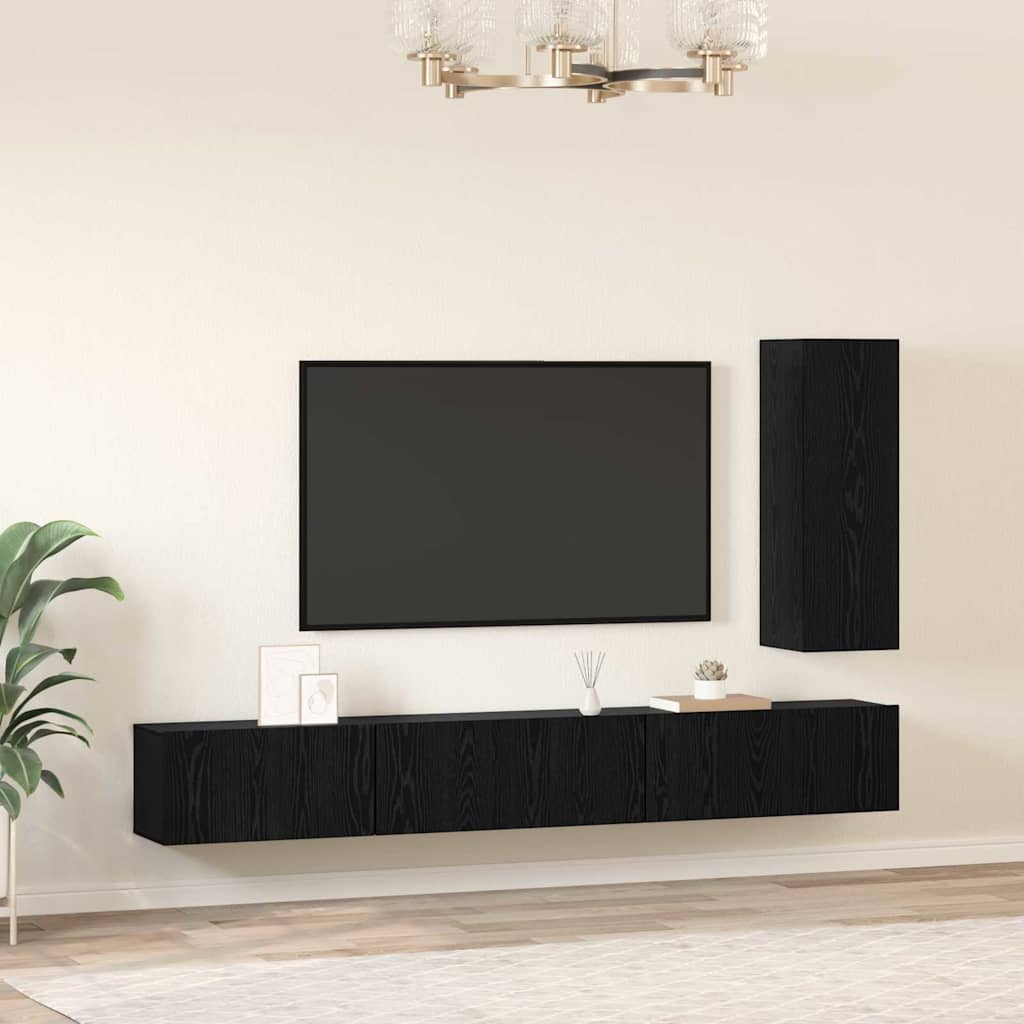TV-Schrank-Set 4 pcs Schwarze Eiche 30,5 x 30 x 90 cm