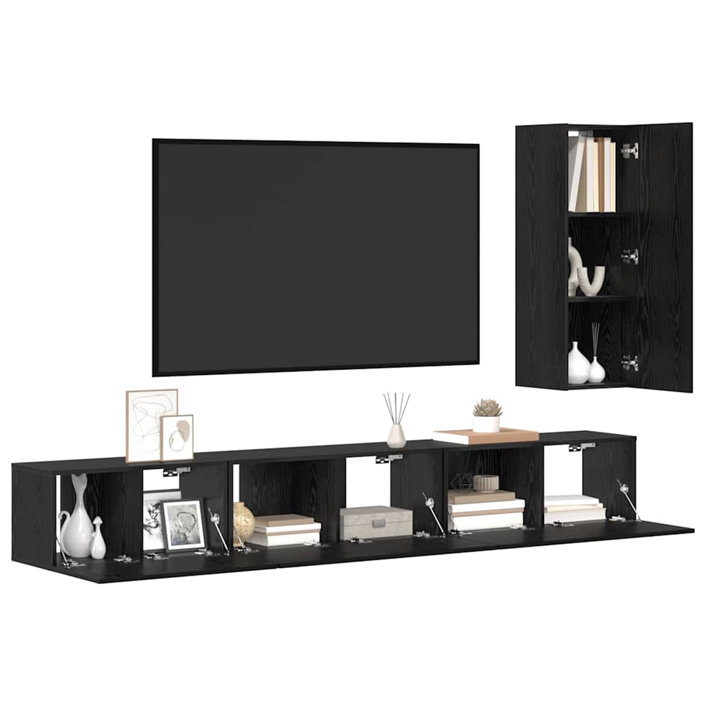 TV-Schrank-Set 4 pcs Schwarze Eiche 30,5 x 30 x 90 cm