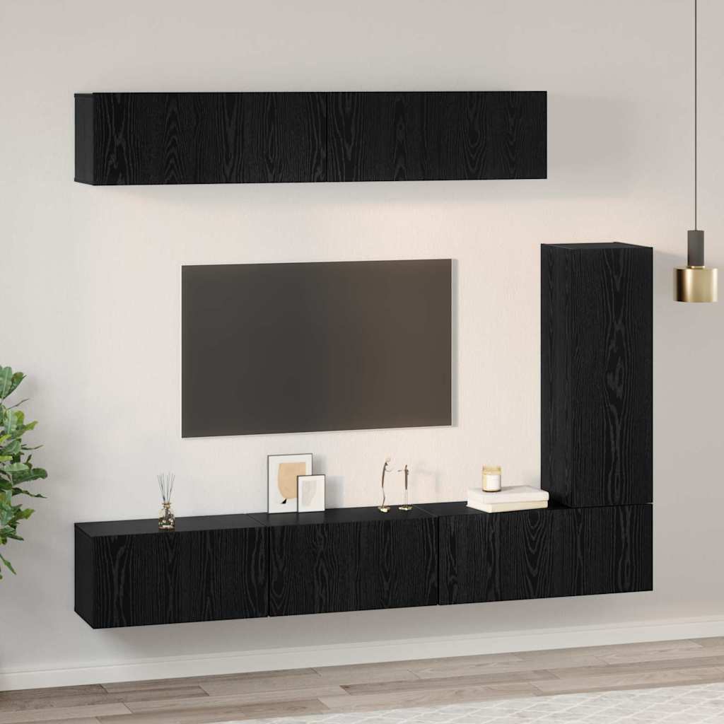 TV-Schrank-Set 6 pcs Schwarze Eiche 30,5 x 30 x 90 cm