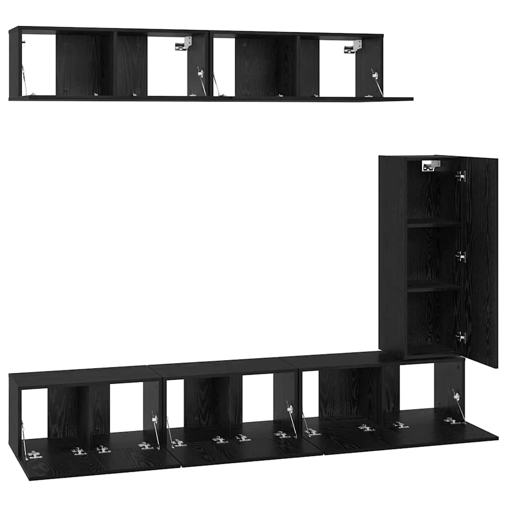 TV-Schrank-Set 6 pcs Schwarze Eiche 30,5 x 30 x 90 cm
