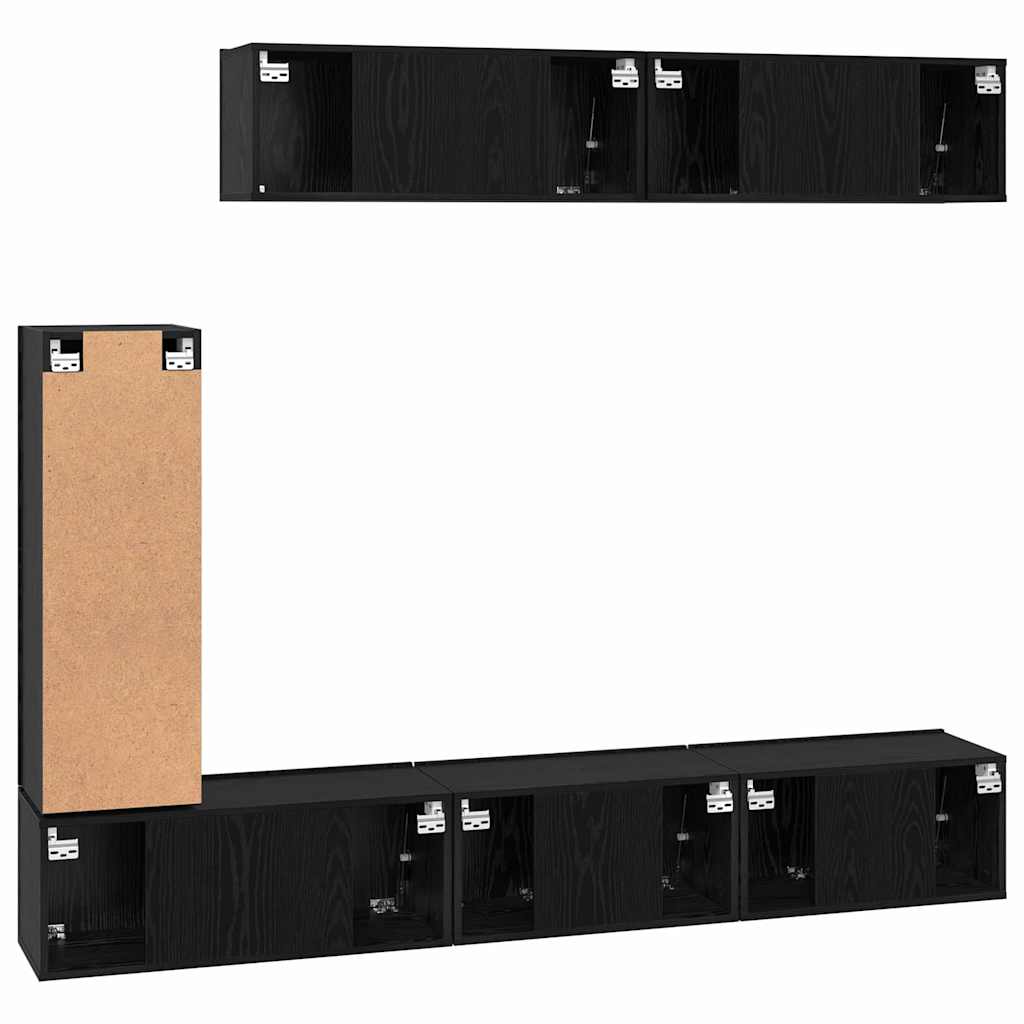TV-Schrank-Set 6 pcs Schwarze Eiche 30,5 x 30 x 90 cm