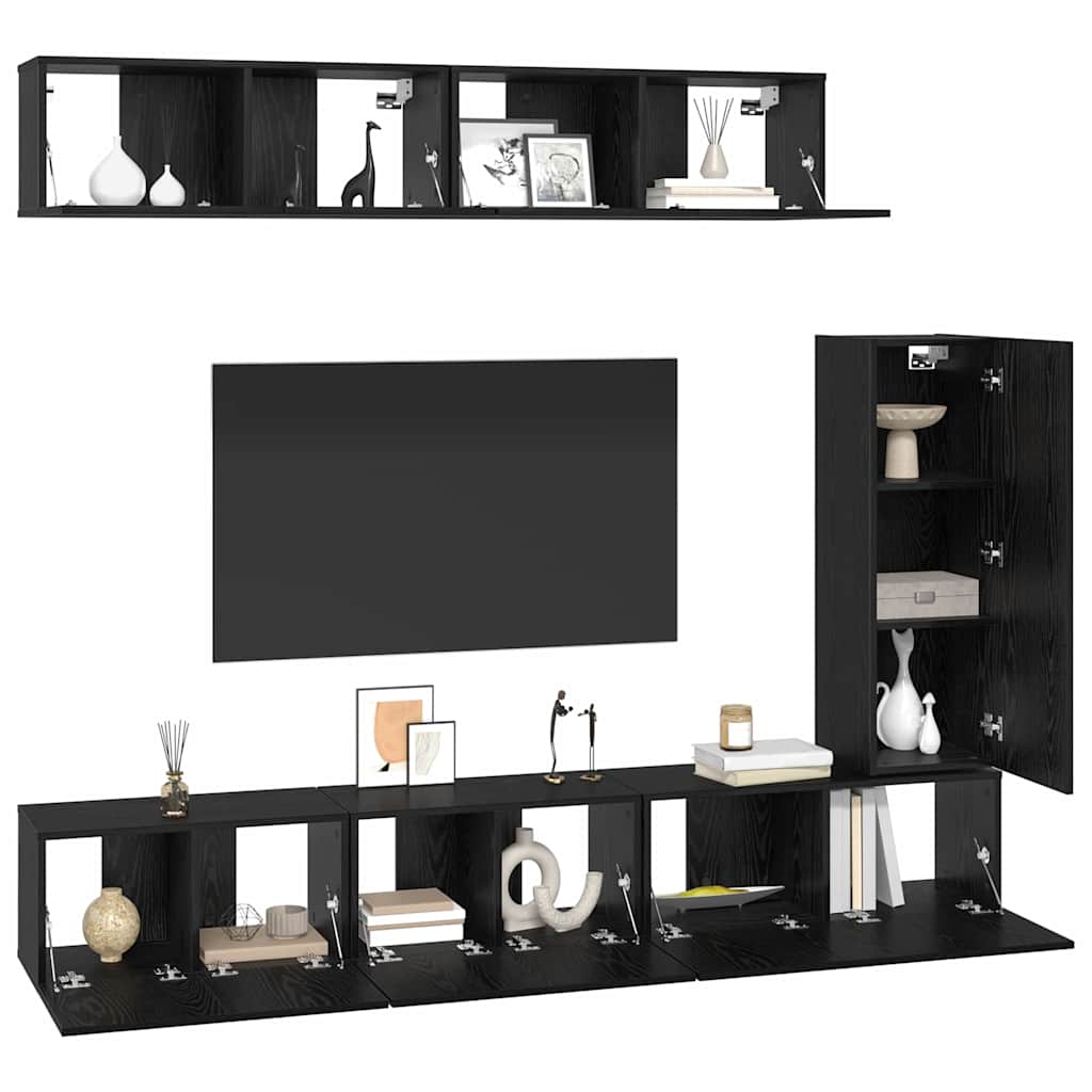 TV-Schrank-Set 6 pcs Schwarze Eiche 30,5 x 30 x 90 cm
