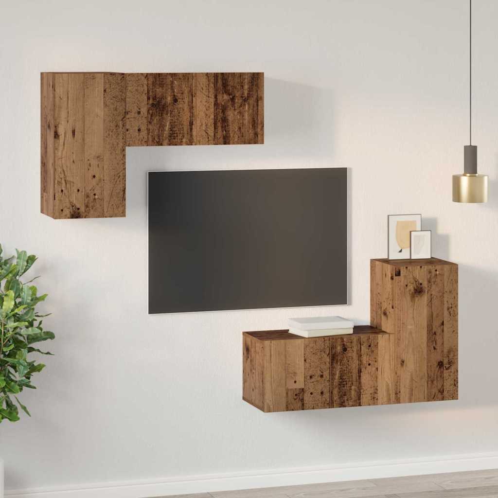 TV-Schrank-Set 4 pcs Altholz 60 x 30 x 30 cm Holzwerkstoff