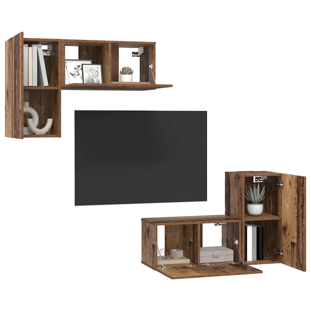 TV-Schrank-Set 4 pcs Altholz 60 x 30 x 30 cm Holzwerkstoff