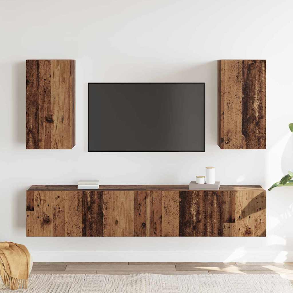 TV-Schrank-Set 4 pcs Altholz 160 x 30 x 30 cm Holzwerkstoff