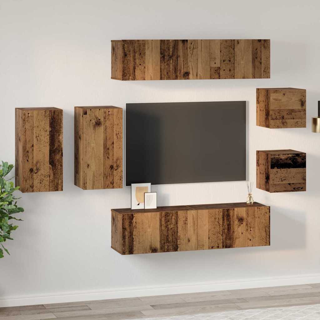 TV-Schrank-Set 8 pcs Altholz 30,5 x 30 x 60 cm Holzwerkstoff