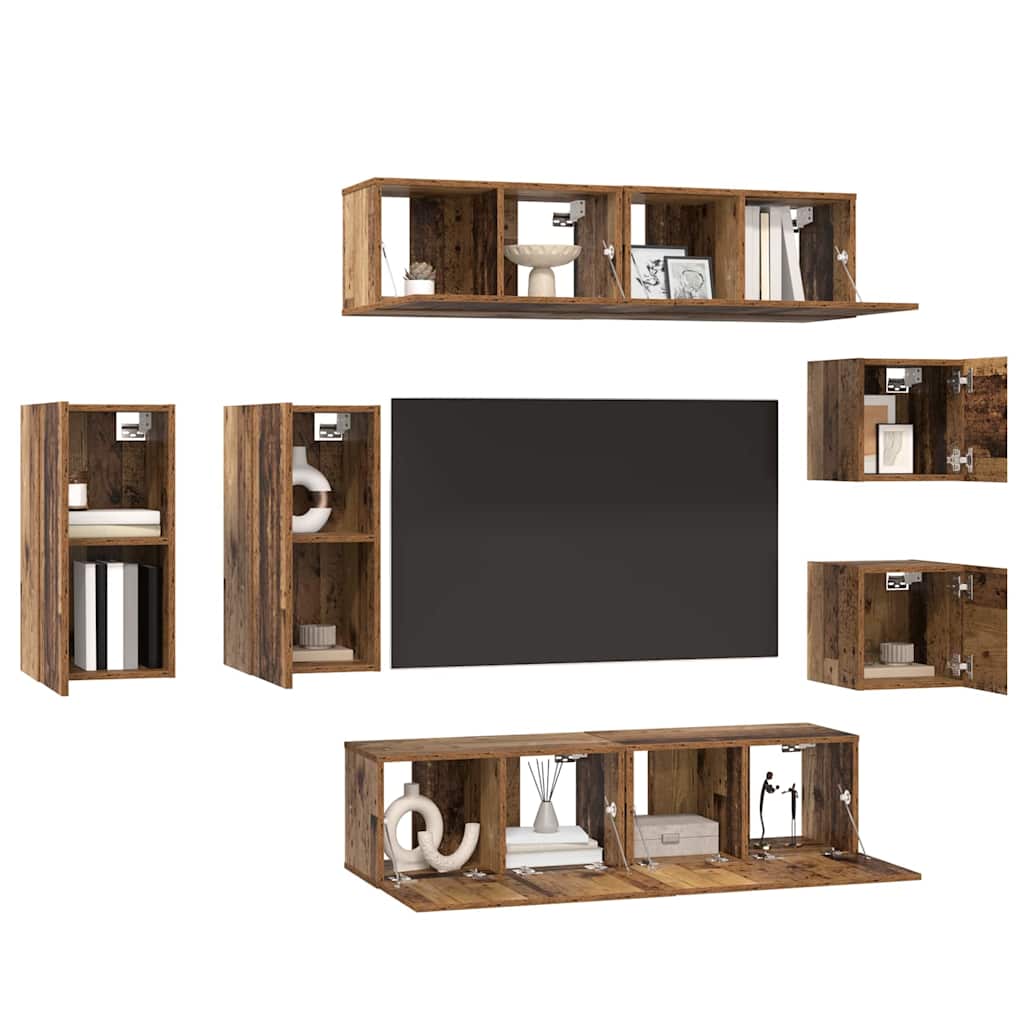 TV-Schrank-Set 8 pcs Altholz 30,5 x 30 x 60 cm Holzwerkstoff