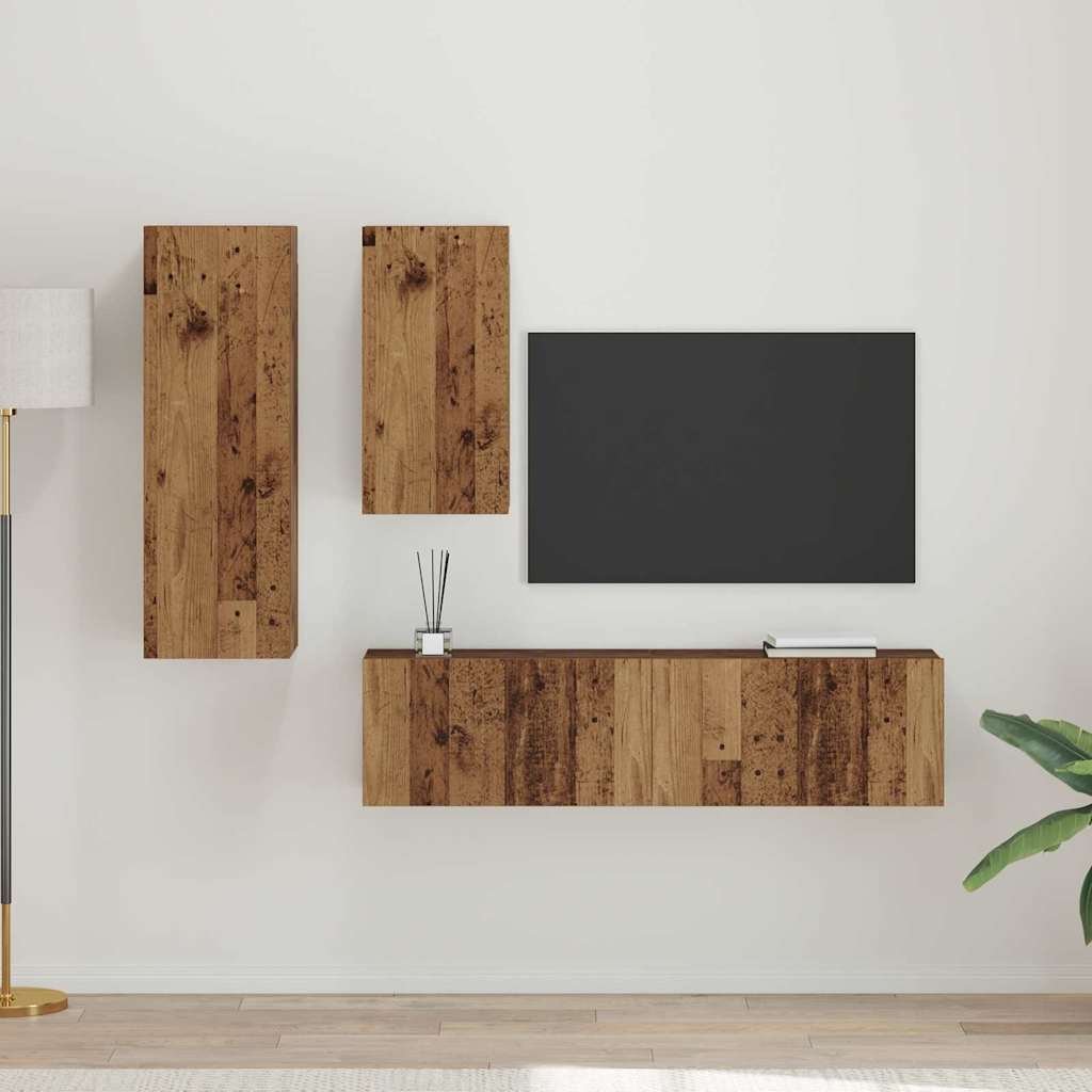 TV-Schrank-Set 4 pcs Altholz 30,5 x 30 x 90 cm Holzwerkstoff