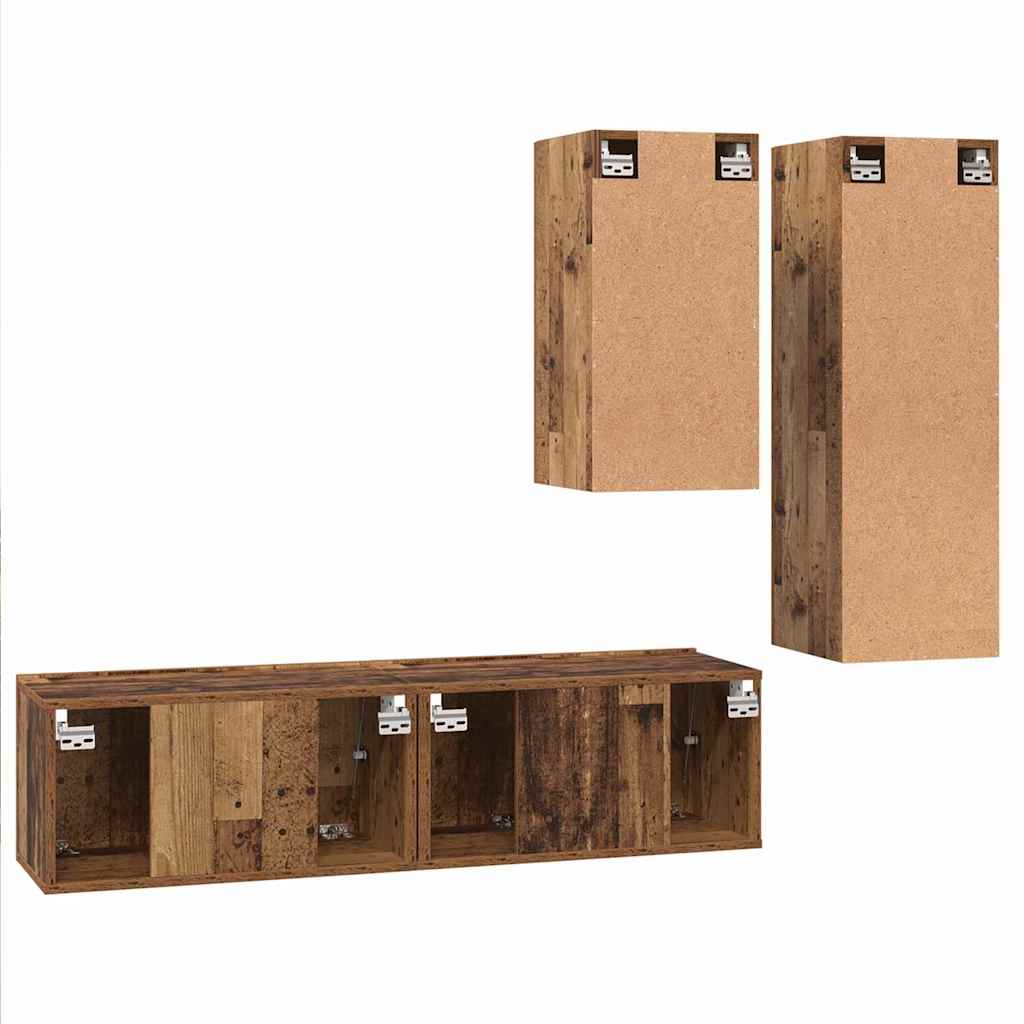 TV-Schrank-Set 4 pcs Altholz 30,5 x 30 x 90 cm Holzwerkstoff