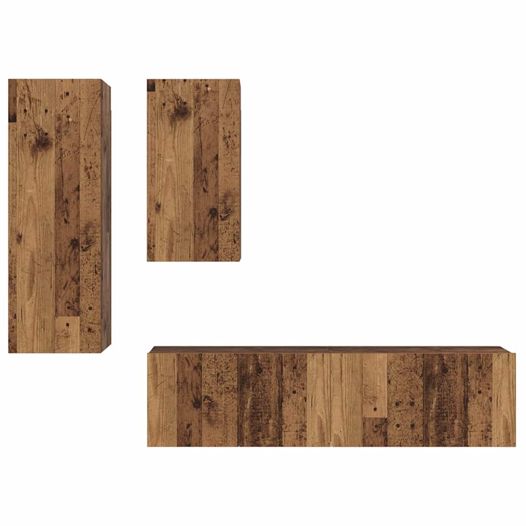 TV-Schrank-Set 4 pcs Altholz 30,5 x 30 x 90 cm Holzwerkstoff
