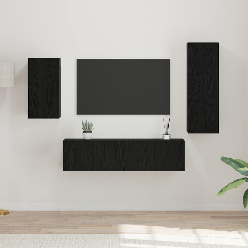 TV-Schrank-Set 4 pcs Schwarze Eiche 30,5 x 30 x 90 cm