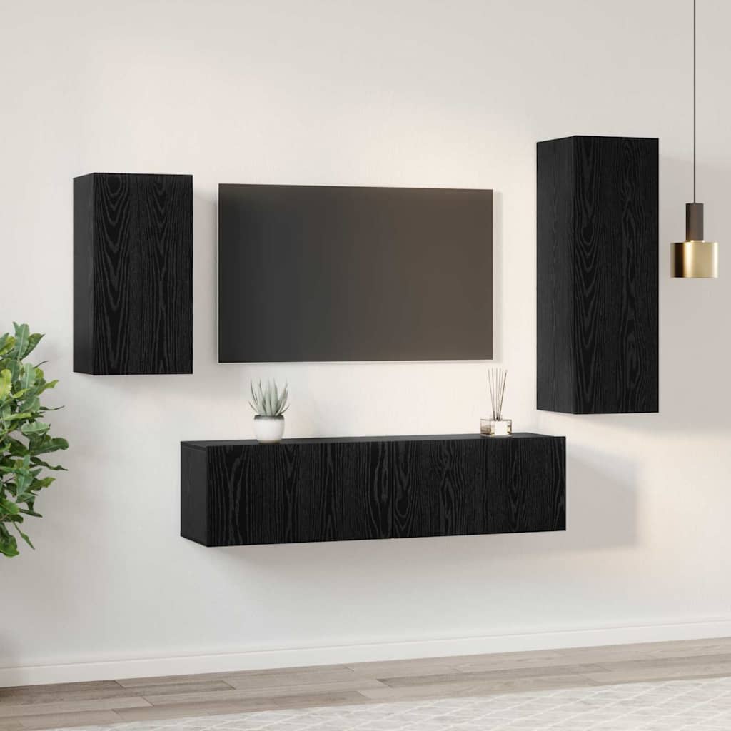 TV-Schrank-Set 4 pcs Schwarze Eiche 30,5 x 30 x 90 cm