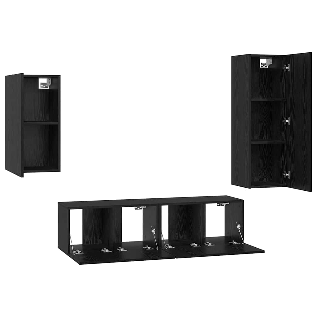 TV-Schrank-Set 4 pcs Schwarze Eiche 30,5 x 30 x 90 cm