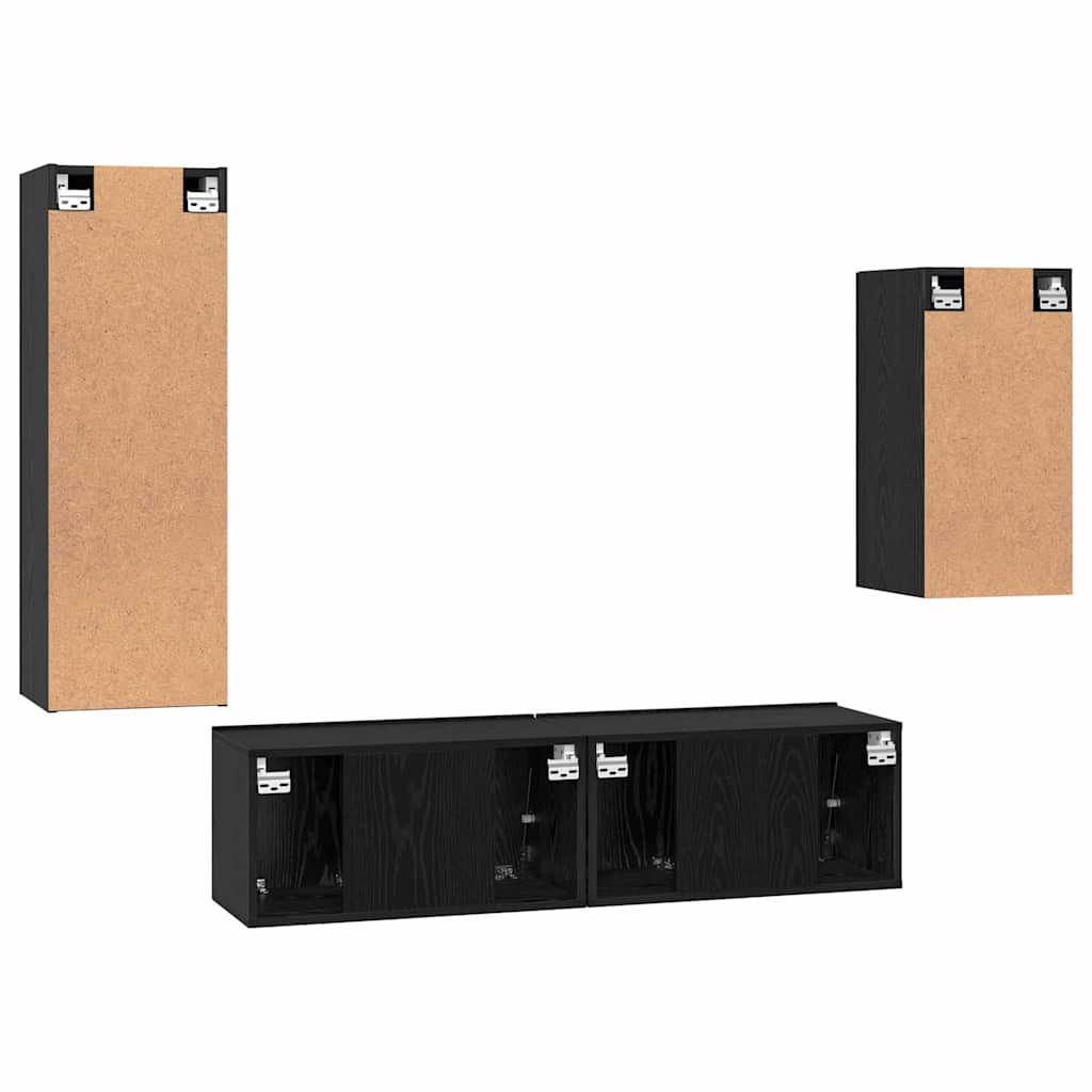 TV-Schrank-Set 4 pcs Schwarze Eiche 30,5 x 30 x 90 cm