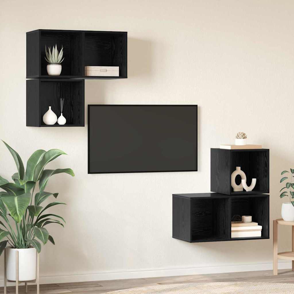 TV-Schrank-Set 4 pcs Schwarze Eiche 37 x 37 x 72 cm