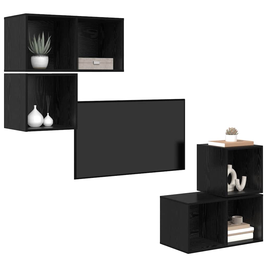 TV-Schrank-Set 4 pcs Schwarze Eiche 37 x 37 x 72 cm