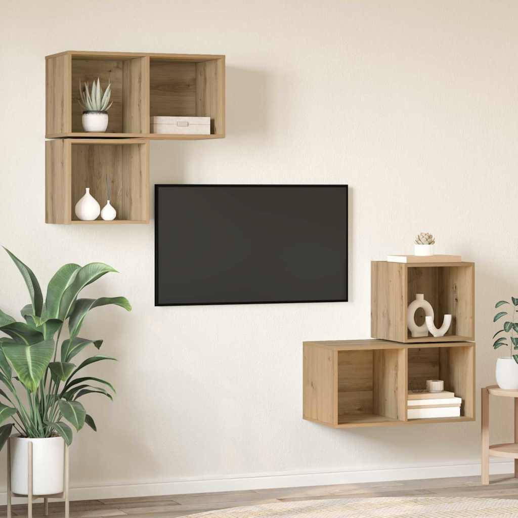 TV-Schrank-Set 4 pcs Eiche handwerklich 37 x 37 x 72 cm
