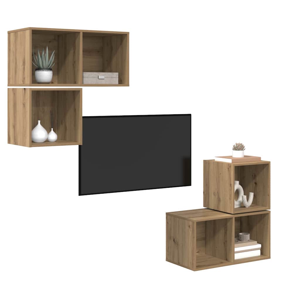 TV-Schrank-Set 4 pcs Eiche handwerklich 37 x 37 x 72 cm