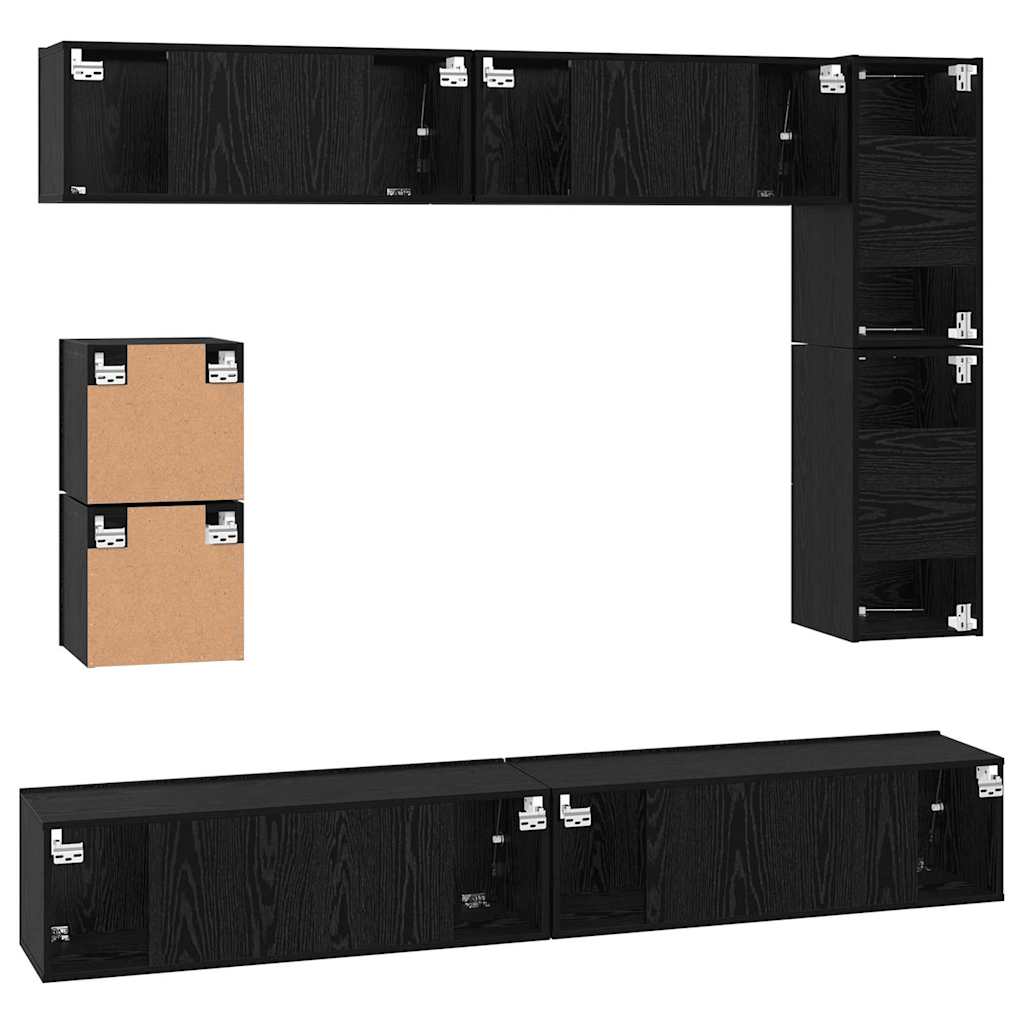 TV-Schrank-Set Wandmontiert 8 pcs Schwarze Eiche Holzwerkstoff