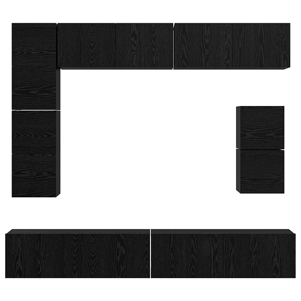 TV-Schrank-Set Wandmontiert 8 pcs Schwarze Eiche Holzwerkstoff