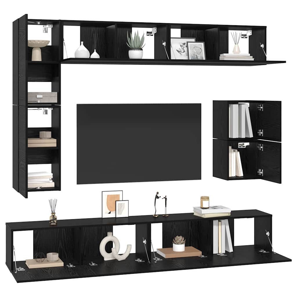 TV-Schrank-Set Wandmontiert 8 pcs Schwarze Eiche Holzwerkstoff