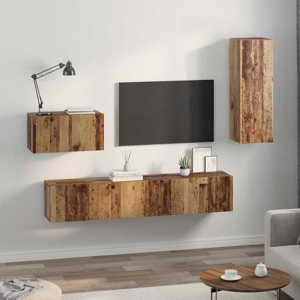 TV-Schrank-Set 4 pcs Altholz 30,5 x 30 x 60 cm Holzwerkstoff