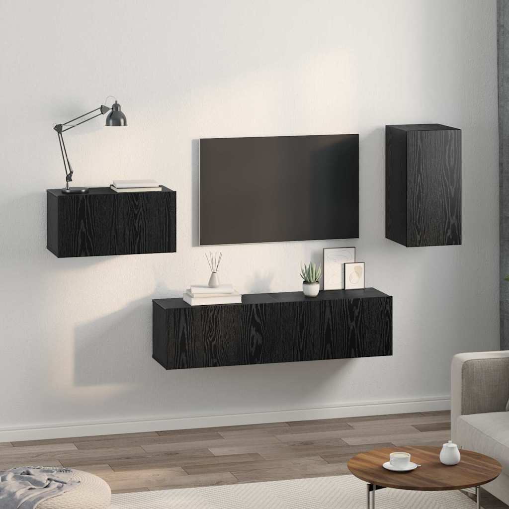 TV-Schrank-Set 4 pcs Schwarze Eiche 30,5 x 30 x 60 cm