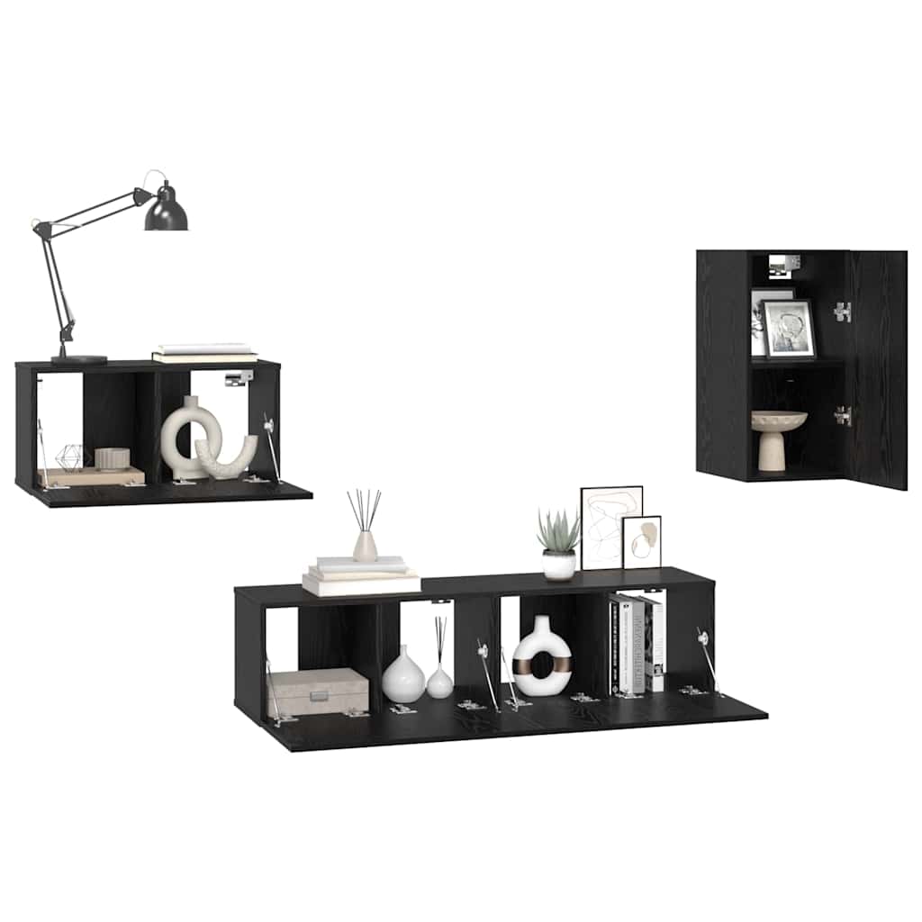 TV-Schrank-Set 4 pcs Schwarze Eiche 30,5 x 30 x 60 cm