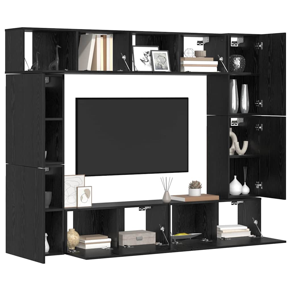 TV-Schrank-Set 8 pcs Schwarze Eiche 80 x 30 x 30 cm