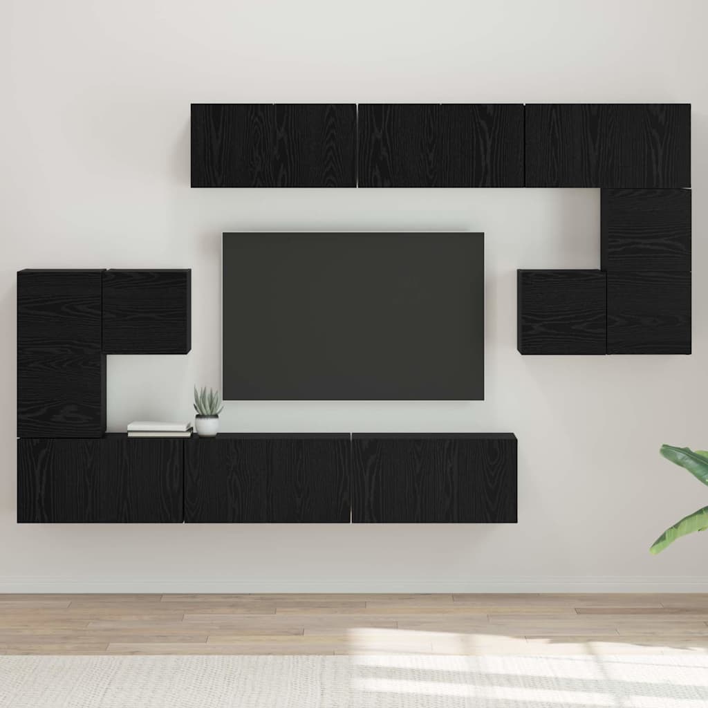 TV-Schrank-Set 10 pcs Schwarze Eiche 60 x 30 x 30 cm