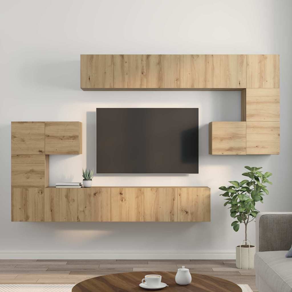 TV-Schrank-Set 10 pcs Eiche handwerklich 60 x 30 x 30 cm