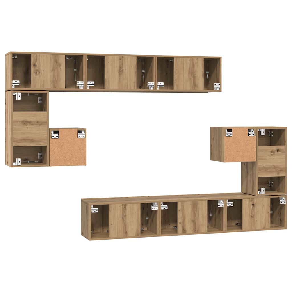 TV-Schrank-Set 10 pcs Eiche handwerklich 60 x 30 x 30 cm