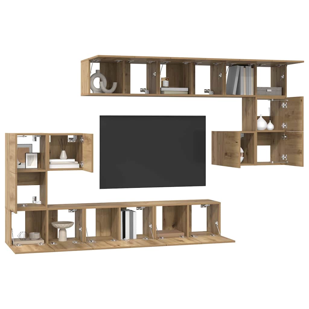 TV-Schrank-Set 10 pcs Eiche handwerklich 60 x 30 x 30 cm