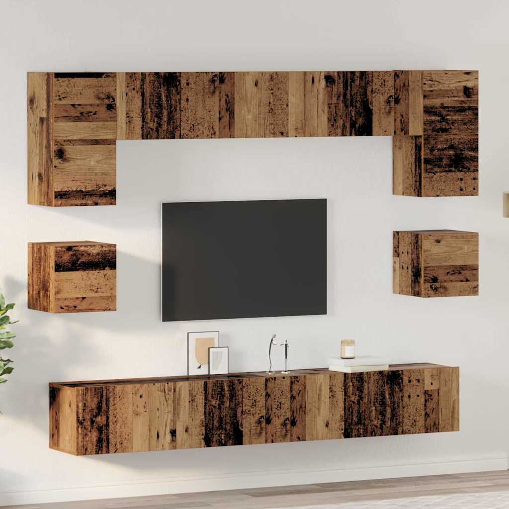 TV-Schrank-Set 8 pcs Altholz 100 x 30 x 30 cm Holzwerkstoff