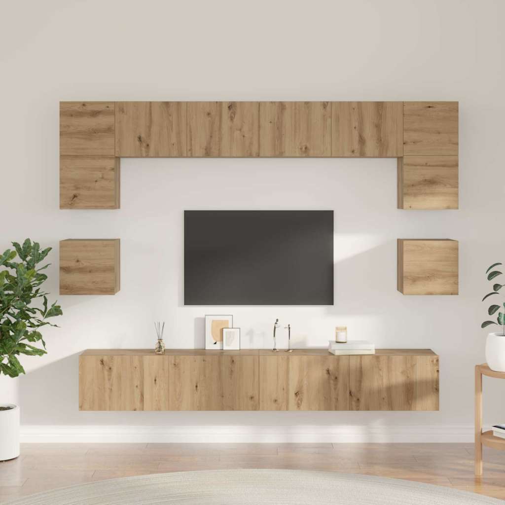 TV-Schrank-Set 8 pcs Eiche handwerklich 100 x 30 x 30 cm