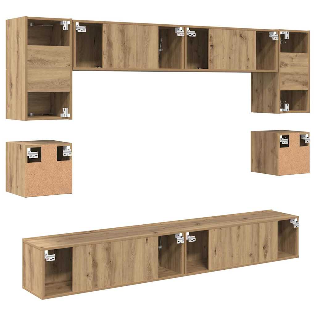 TV-Schrank-Set 8 pcs Eiche handwerklich 100 x 30 x 30 cm