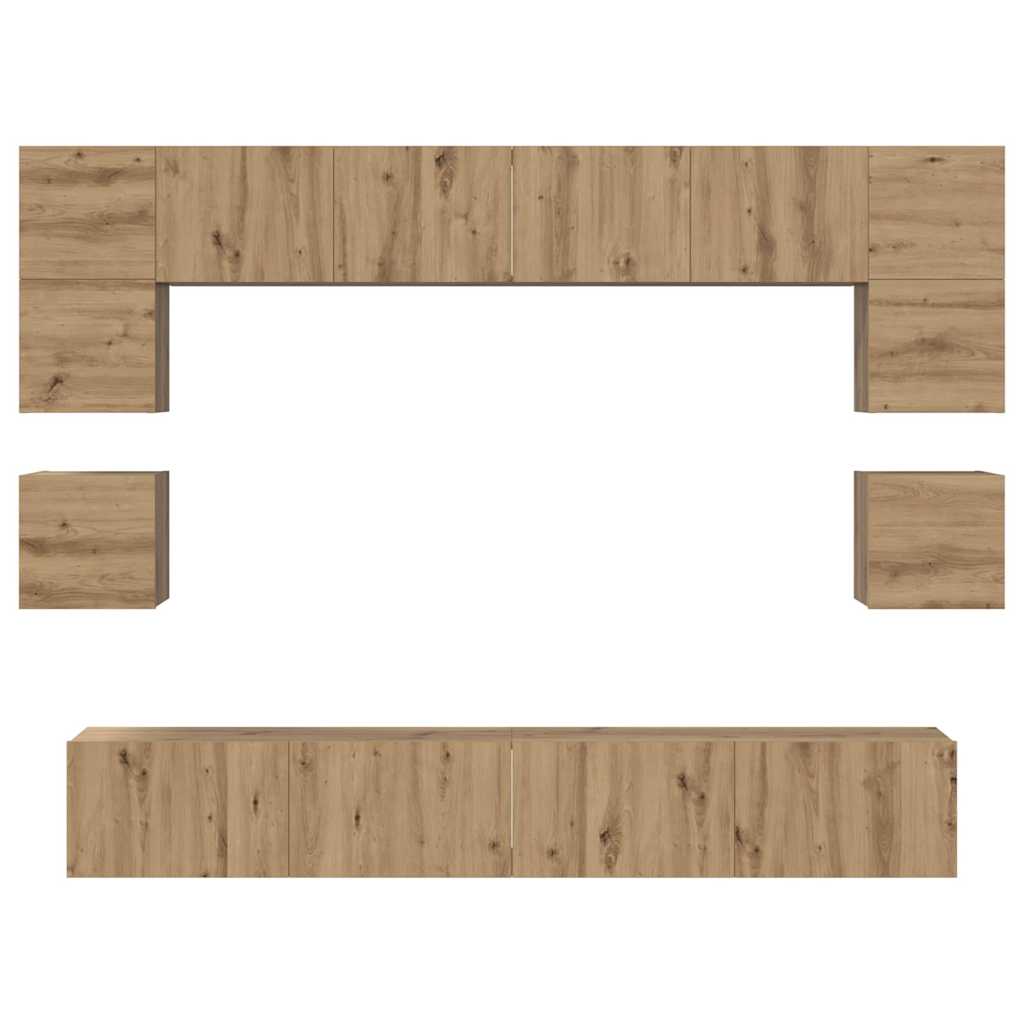 TV-Schrank-Set 8 pcs Eiche handwerklich 100 x 30 x 30 cm