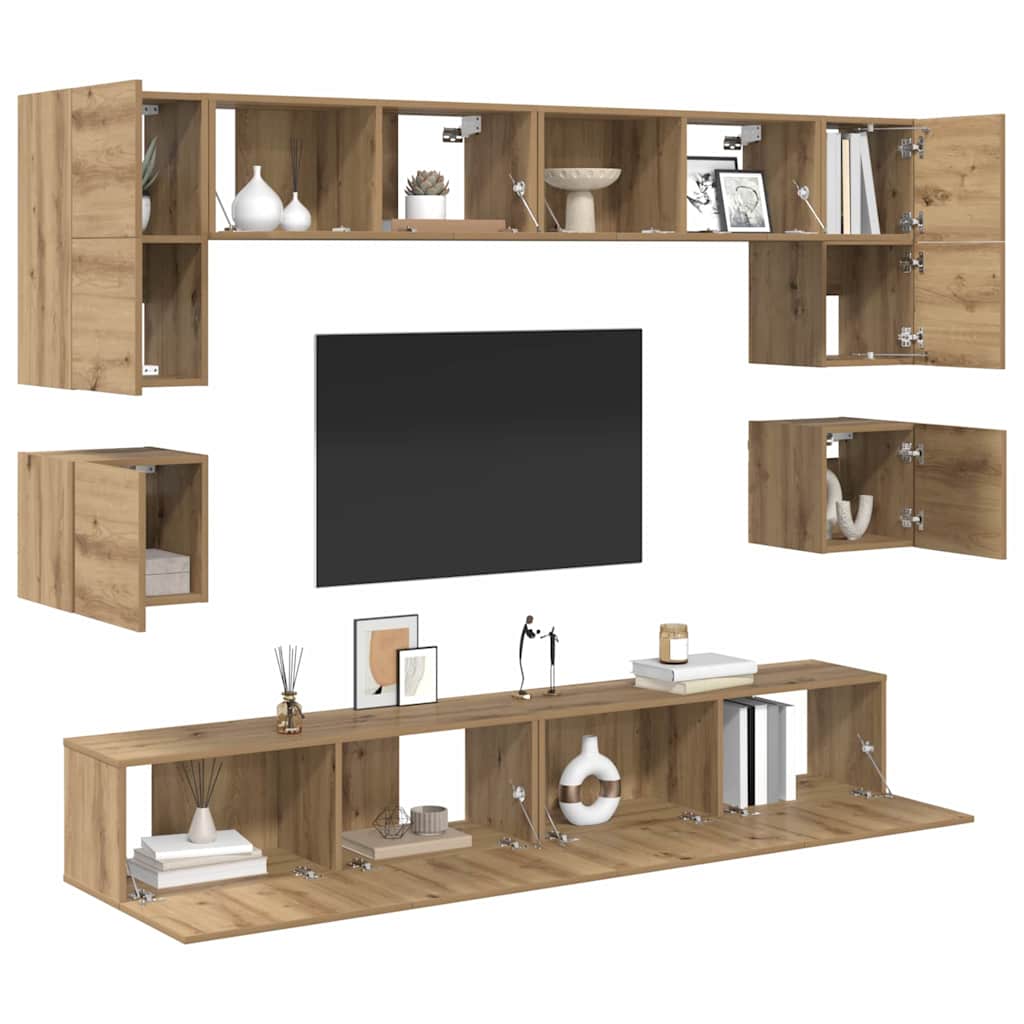 TV-Schrank-Set 8 pcs Eiche handwerklich 100 x 30 x 30 cm